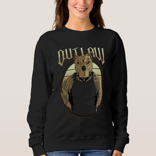 Sweatshirt Outlaw American Pit Bull Terrier Tattooed Dog Pitb (Devant)