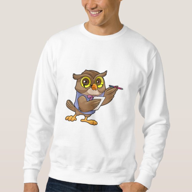 Sweatshirt Owl comme secrétaire avec stylo et note (Devant)
