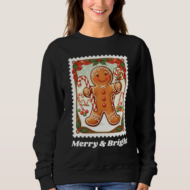 Sweatshirt Pain d'épices de Noël Timbre de la poste de Noël (Devant)