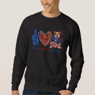 Sweatshirt Paix Amour Chien Patriotique Drapeau Amérique 4ème