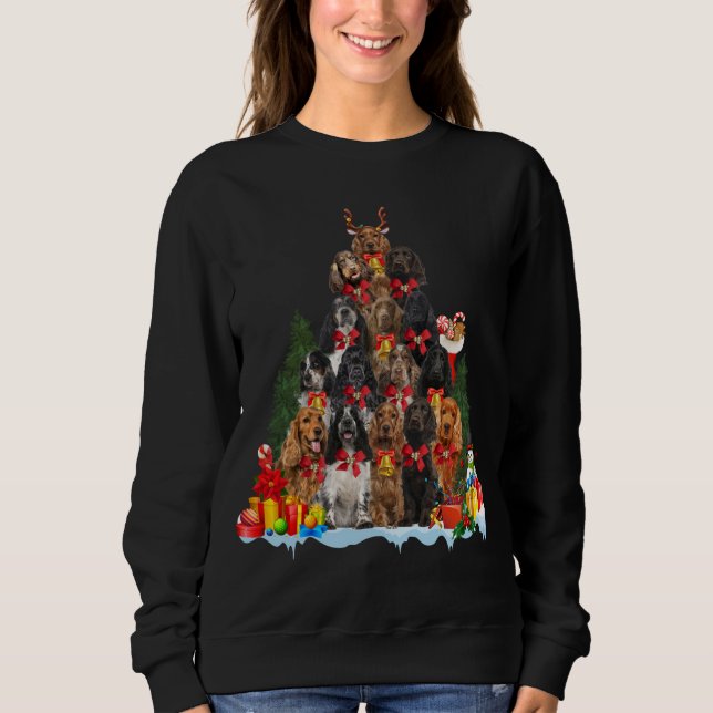 Sweatshirt Pajama de Noël Anglais Cocker Espagnol Xmas Tree (Devant)