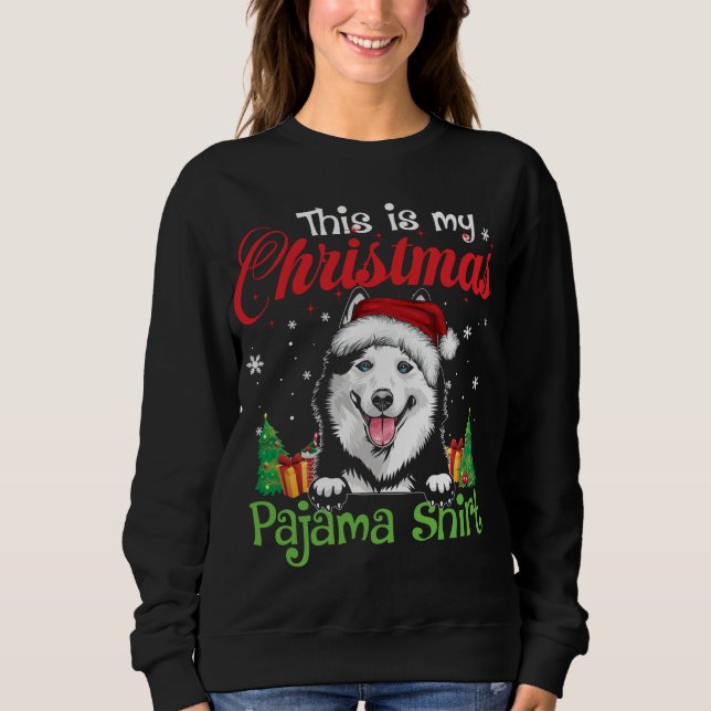 Sweatshirt Pajama de Noël Sibérien Husky Funny Dog Lover Xm (Devant)