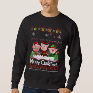 Sweatshirt Pajamas de Noël Pig Reindeer Noël Ugly Swea