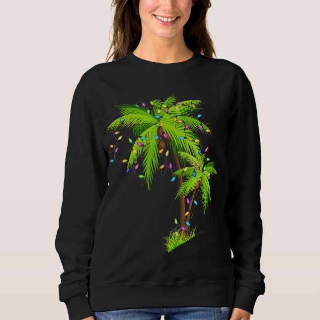 Sweatshirt Palm Tree Beach Funny Tropical Noël Lumière (Devant)