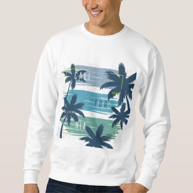 Sweatshirt Palm Tree - Plage coucher de soleil esthétique (Devant)