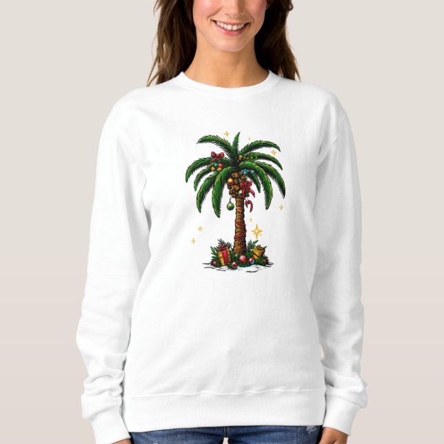 Sweatshirt Palmier de Noël, Beach Aloha Noël (Devant)