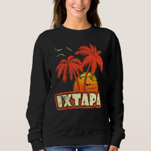 Sweatshirt Palmiers d'été Ixtapa 80s Coucher de soleil sur la