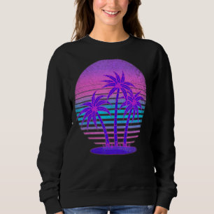 Sweatshirt Palmiers Vibes d'été Rétro 90s Vaporwave Tropic