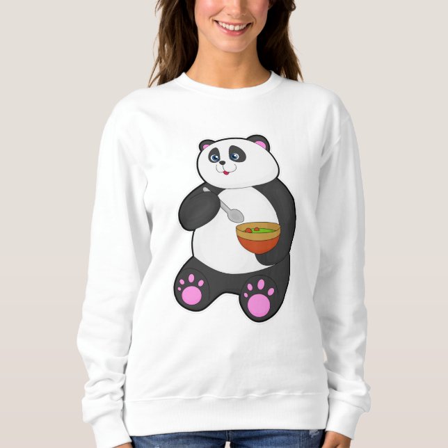 Sweatshirt Panda à manger avec cuillère et bol (Devant)