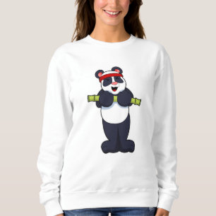 Sweatshirt Panda au travail avec le poids du bambou