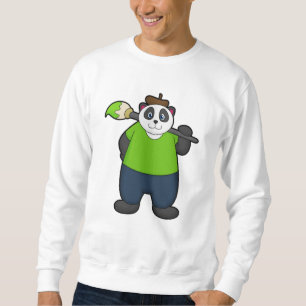 Sweatshirt Panda comme peintre avec pinceau