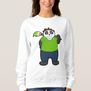 Sweatshirt Panda comme peintre avec pinceau