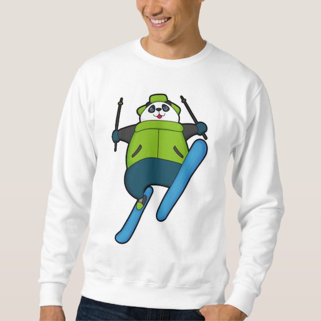 Sweatshirt Panda comme Saut à ski avec Ski (Devant)