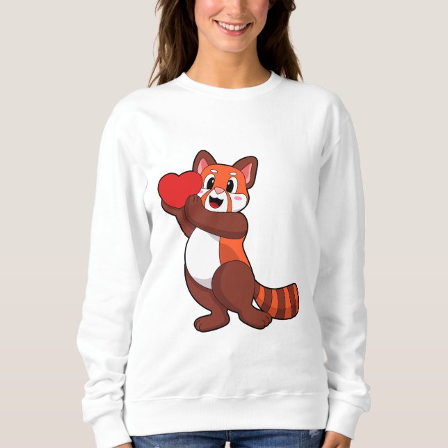 Sweatshirt Panda rouge à l'amour avec coeur.PNG (Devant)