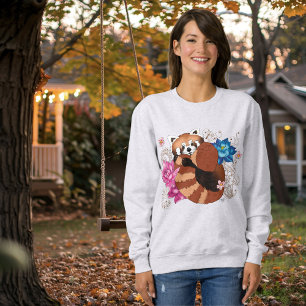 Sweatshirt Panda Rouge Lotus Fleurs Henné