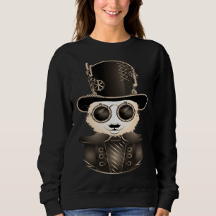 Sweatshirt Panda Steampunk avec Chapeau et Lunettes Aspect An