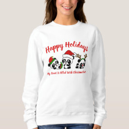 Sweatshirt Pandas de Noël personnalisées Longues manches
