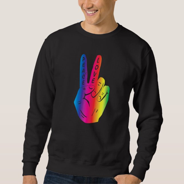 Sweatshirt Panneau de Paix Amour Arc-en-ciel Hippy Retro les  (Devant)