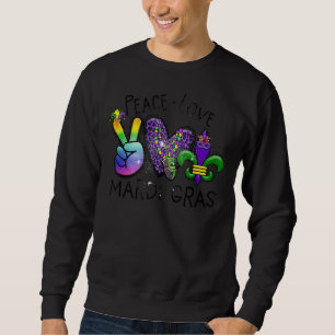 Sweatshirt Panneau de Paix Coeur Fleur De Lis Hippie Paix Amo