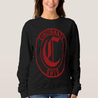 Sweatshirt Panneau rond de Cincinnati Ohio, impression rouge