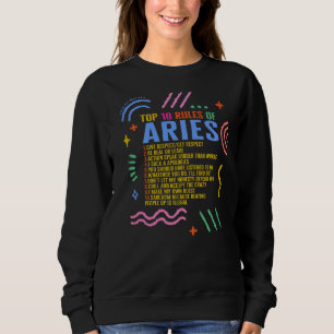 Sweatshirt Panneau Zodiac Top 10 Règles De Béliers Tournesol 