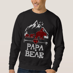 Sweatshirt Papa Bear Pyjama de Noël Buffle Rouge Plaid Desig
