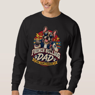 Sweatshirt Papa Bouledogue Français Lunettes de soleil rétro