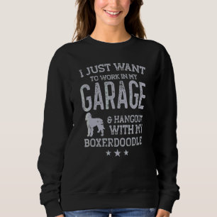 Sweatshirt Papa Boxerdoodle Garage de Voiture Lieu de Rendez-