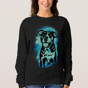 Sweatshirt Papa Chien Bouledogue Américain Peinture Bleue Mam