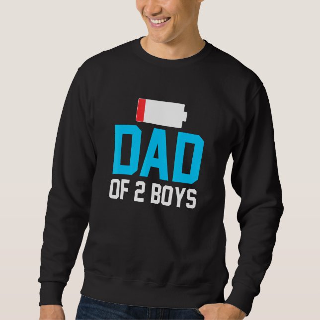 Sweatshirt Papa De Deux Garçons Batterie Faible Fatigué Père  (Devant)