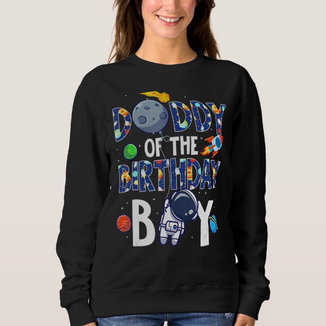 Sweatshirt Papa De L'Astronaute Du Garçon D'Anniversaire (Devant)