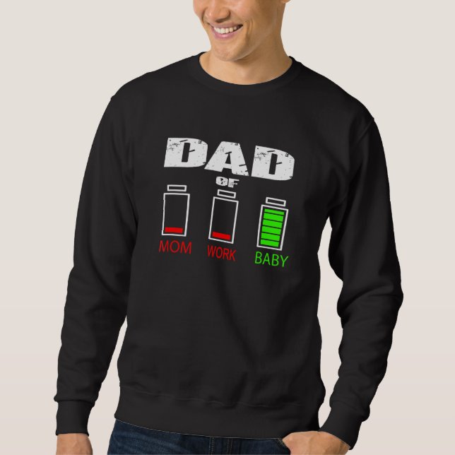 Sweatshirt Papa De Travail Maman Et Bébé Batterie Faible Pour (Devant)