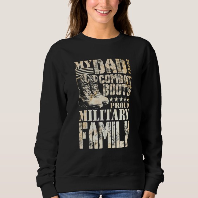 Sweatshirt Papa Porte Des Bottes De Combat Fière Famille Mili (Devant)