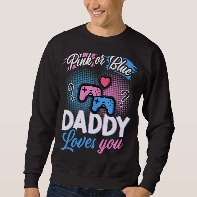 Sweatshirt Papa Rose Ou Bleu Vous Aime Genre Révéler Bébé Vi (Devant)