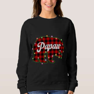 Sweatshirt Papaw Bear Buffalo Plaid Red Christmas Light Match
