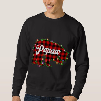 Sweatshirt Papaw Bear Buffalo Plaid Red Christmas Light Match