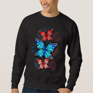 Sweatshirt Papillon 4 juillet Drapeau Américain Usa Femmes Fi