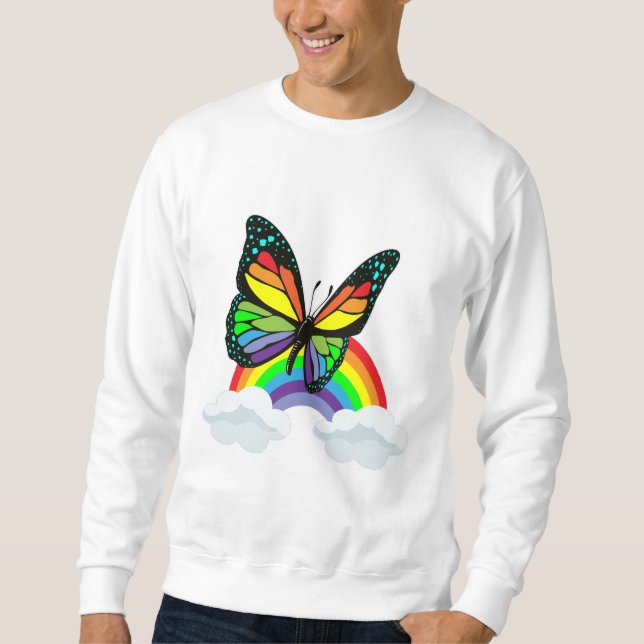 Sweatshirt Papillon avec arc-en-ciel (Devant)