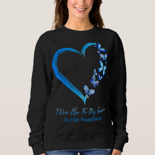 Sweatshirt Papillon cardiaque Je Porte Du Bleu Pour Mon Enfan