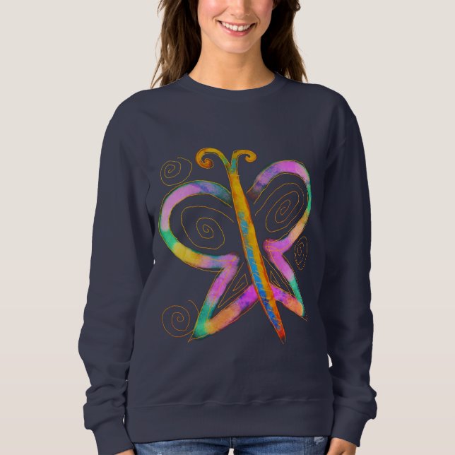 Sweatshirt Papillon coloré Art Abstrait à porter (Devant)