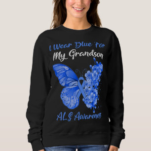 Sweatshirt Papillon Je Porte Du Bleu Pour Mon Grand-Fils Als