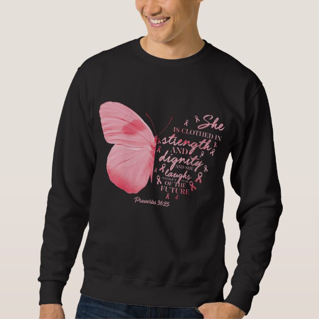 Sweatshirt Papillon rose Ruban Cancer du sein Femme religieus (Devant)