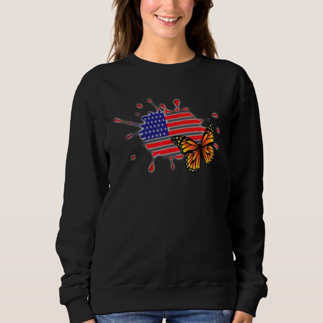 Sweatshirt Papillon Usa Drapeau mignon Memorial Day Américain (Devant)