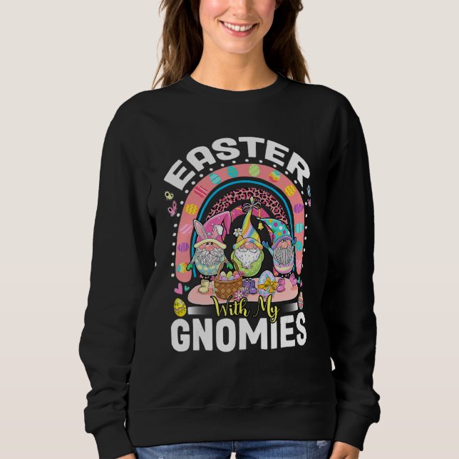 Sweatshirt Pâques Avec Mes Gnomies Lapin Oreilles Oeufs Chass (Devant)