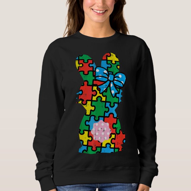 Sweatshirt Pâques lapin lapin Puzzle Sensibilisations sur l'a (Devant)
