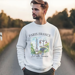 Sweatshirt Paris City of Light Watercolor Scene