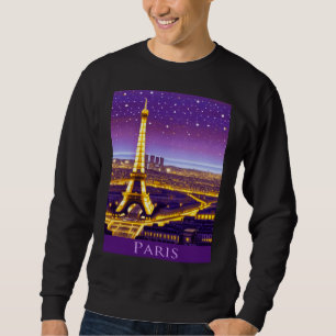 Sweatshirt Paris sous un ciel étoilé violet