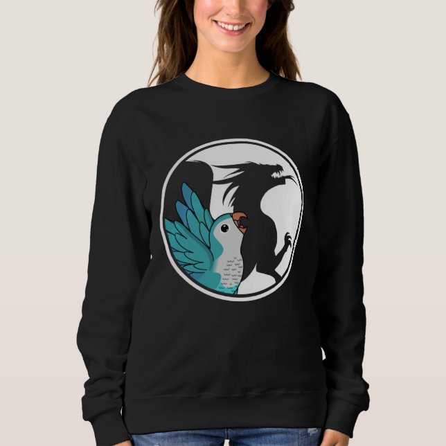 Sweatshirt Parrot & Dragon Shadow I Blue Monk Parakeet Quaker (Devant)