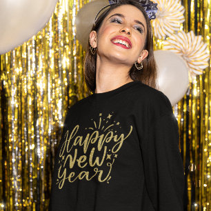 Sweatshirt Parties scintillant d'or Script Bonne année