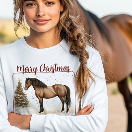 Sweatshirt Paso Fino Cheval Joyeux Noël Aquarelle